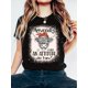 thumbnail image 1 of Camiseta informal para mujer con estampado de vaca y letras, cuello redondo y manga corta, cómoda para uso diario, ideal para practicar deportes de ocio., 1 of 6