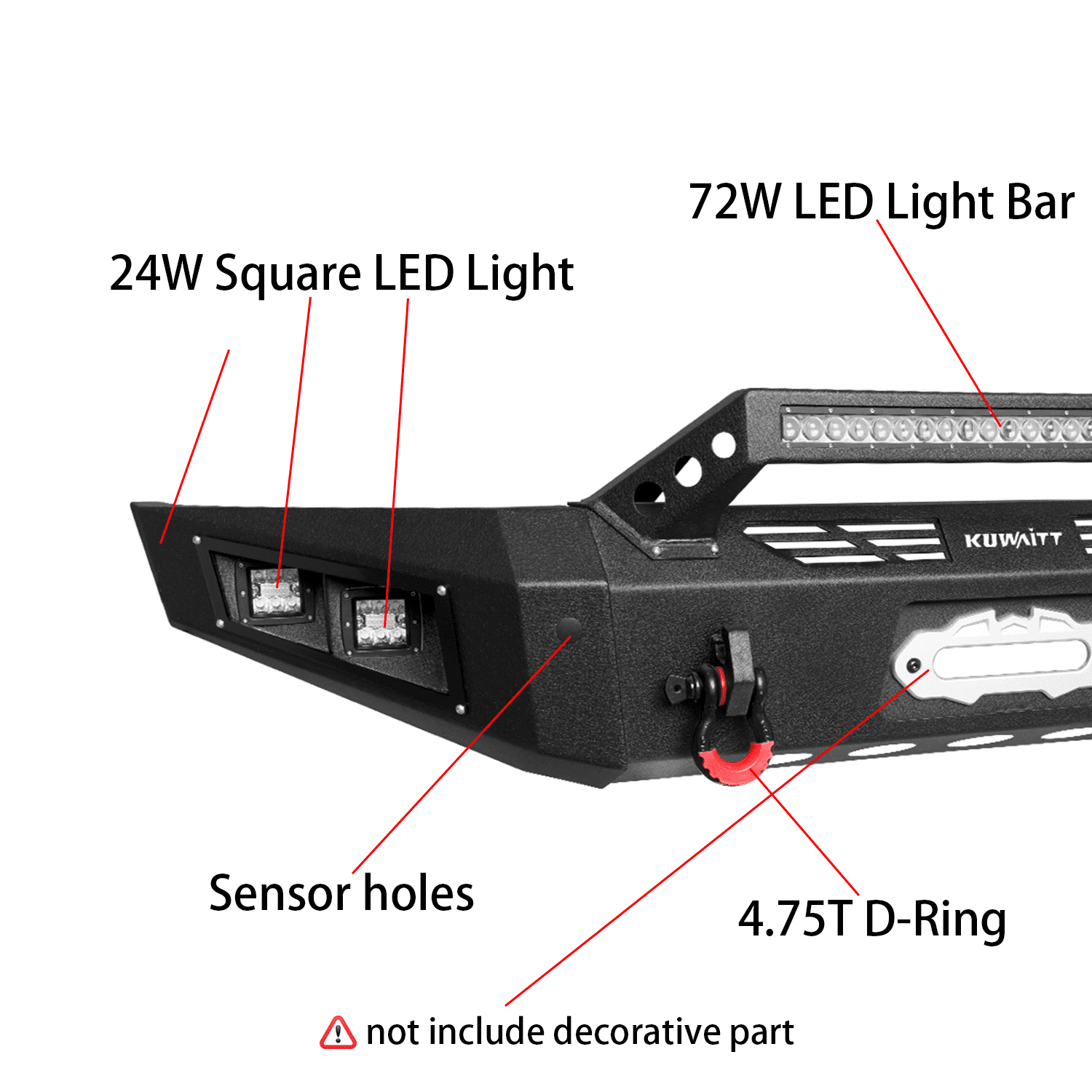 TIOYAR Steel Front and Rear Bumper for 2009-2014 Ford F150 (Not fit Raptor) With Winch Plate&Lights (Black Texture)