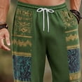 thumbnail image 5 of FAWUUDO Men's Casual Print Pants Elastic Waist Drawstring Ethnic Straight Wide Leg Pants 3XL L-Green, 5 of 5