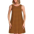 thumbnail image 1 of Fotbe Black And Orange Houndstooth Vestido de Verano sin Mangas para Mujer – Vestido Midi Línea A, Estilo Camiseta Floral, Vestido Playero Casual y Fluido, 1 of 7