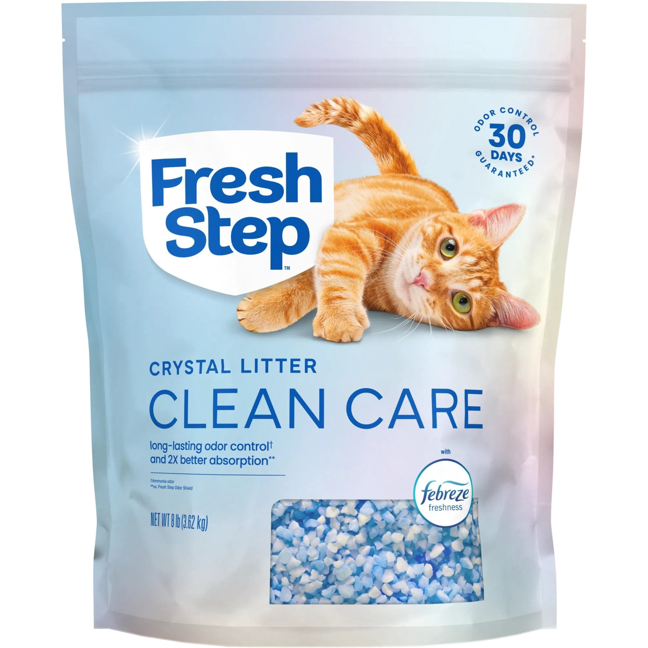 (2 pack) Fresh Step Clean Care Crystal Cat Litter, Febreze Freshness Scent, 8 lb Bag