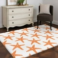 thumbnail image 3 of 2.7x5 Area Rugs, Orange Beach Starfish Non-Skid Rubber Backing Large Rectangle Rugs - Living Room Bedroom Home Office, Summer Ocean Nautical Coastal Indoor Floor Mat Carpets Washable Rug, 3 of 9