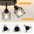thumbnail image 4 of Lámpara de techo Baocuz de 3 luces ajustable, negra, de metal tipo jaula, 4 of 7