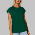 thumbnail image 4 of Ediodpoh Women's Casual Striped T Shirt Round Neck Comfortable Summer Top for Daily Wear and Outfits Tshirts Shirts for Women Dark Green L, 4 of 8