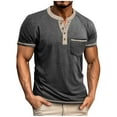 thumbnail image 2 of ZRGHAOYLQ Men's Henley Shirts Short Sleeve Trendy Button Up T Shirts Classic Solid Color Lightweight Tees Big and Tall Plus Size Shirt with Chest Pockets, 2 of 6