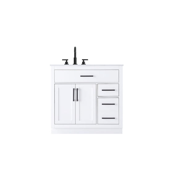 Elegant Kitchen and Bath Alden 36 Inch Single Bathroom Vanity In White