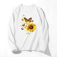 thumbnail image 4 of Byworldtasic Women's Oversize Long Sleeve Tops Women's Soft Breathable Lightweight Round Neck Blouses 3/4 Length Sleeve Pullover Tops Sunflower and Butterfly Prints T-shirt White, 4 of 4