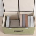 thumbnail image 3 of Foldable Lidded Cotton Linen Storage Cubes with PU Leather Handles for Home Organization - Breathable, Sturdy and Versatile, 3 of 3