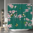 thumbnail image 3 of Pink Cherry Blossom Shower Curtain Butterflies Rustic Pink Floral Green Shower Curtains for Bathroom with Hooks 72x72 Inches Nature Scenery Waterproof Polyester Farmhouse Bath Curtain, 3 of 6