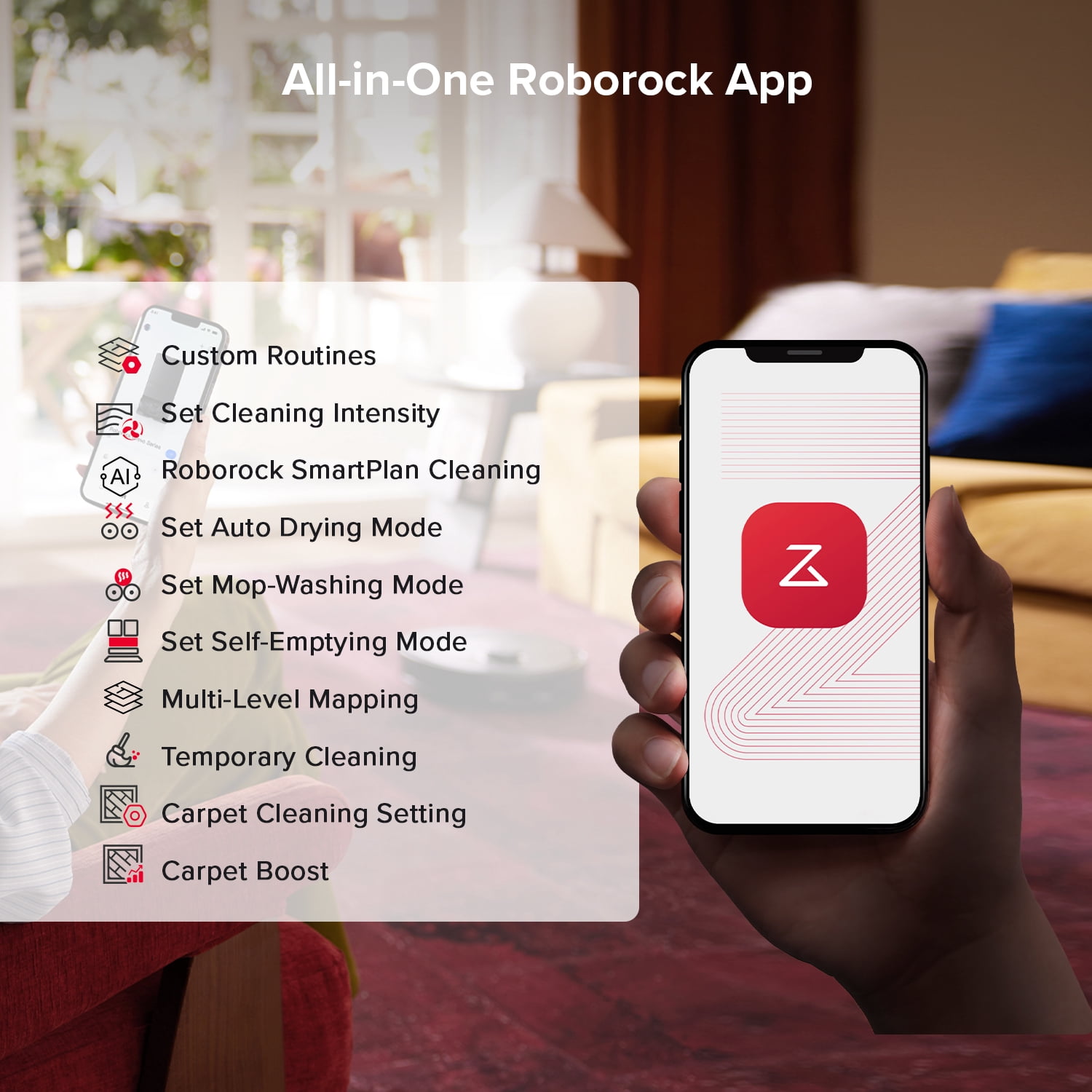 Roborock Qrevo S5V Robot Vacuum and Mop, 12000Pa Suction, FlexiArm Edge Mopping, Auto Mop Washing&Drying, Self-Emptying, Dual Zero-Tangle System, Smart Obstacle Avoidance, 10mm Mop Lifting