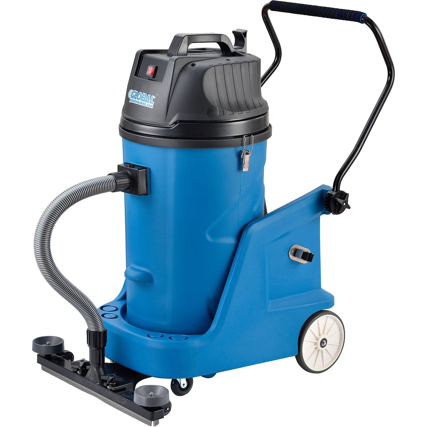 Global Industrial Wet Dry Squeegee Vacuum with On-board Tool Storage, 18 Gallon Capacity