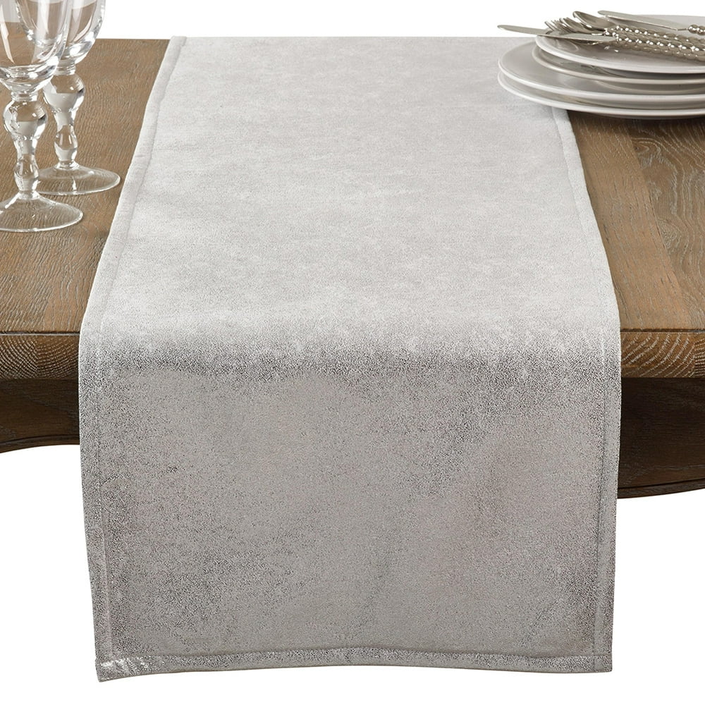 Decorative Metallic Glam Table Runner (15"x72" Table Runner, Silver