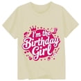 thumbnail image 3 of VNKIDY Girls TShirts Kids Cartoon Letter Ptint Short Sleeve Tees Crewneck Relaxed Fit Lightweight Tops For Birthday Party Casual Wear Fashionable Top Beige 12-13 Years, 3 of 3