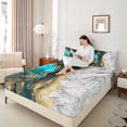 thumbnail image 4 of jejeloiu Abstract Fulid Art Twin Sheet Sets,Vintage Marble Desgin Twin Fitted Sheet,Gold Blue White Flat Sheet For Adults,Breathable Home Decor,3pcs, 4 of 7