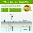 thumbnail image 5 of SYSTON CABLE TECHNOLOGY 14 AWG Tracer Wire Direct Burial 600V 1 Solid Bare Copper Conductor, HMWPE Insulation UV Resistant Tracer Wire to Locate Underground Gas Pipelines - Yellow, 100 FT, 5 of 7