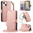 thumbnail image 2 of Case for iPhone 15 Plus GANGXUN Wallet Flip Phone Case with Strap,Quilted Leather Cover with Gold Bow, 2 of 6