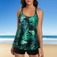 thumbnail image 5 of WREESH Womens Tankini Swimsuit Conservative Print Strappy Back Set Two Piece Swimsuits Swimdress Beach Bathing Suit Green, 5 of 8