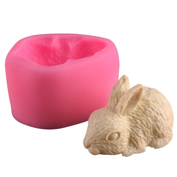 Molde de silicona de conejo 3D, molde de jabón con forma de conejo lindo, molde para decoración de pasteles de fondant de conejo de Pascua, molde para hacer velas de jabón de arcilla de resi