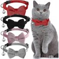 thumbnail image 1 of 4 Pieces 4 Colors Cat Bow Tie Collar With Bell Comfortable Velvet Cat Collar, 1 of 5