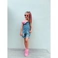 thumbnail image 3 of KIDSCOOL SPACE Baby Girl Ripped Denim Shortall Overalls Workwear Female, Deep Blue, 2-3 Years, 3 of 7