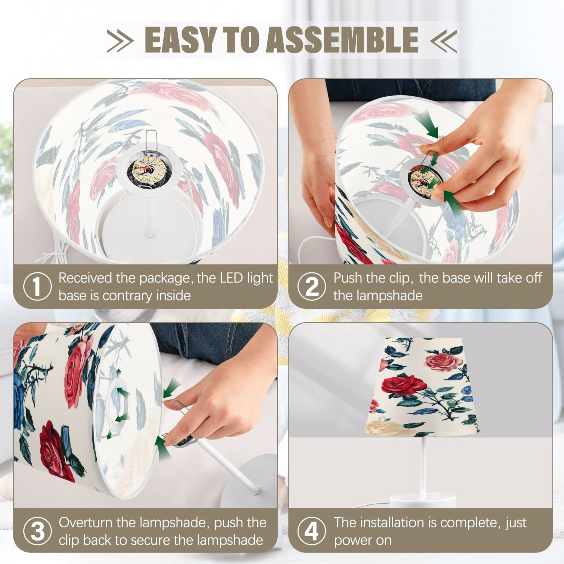 Table Lamp Medium 7.9x11.8 Inches Table Lamps Night Light Tools & Home Improvement Bedroom Lamp Guest Room Lamp Study Lamp Office Lamp Oil Painting Rose Pattern