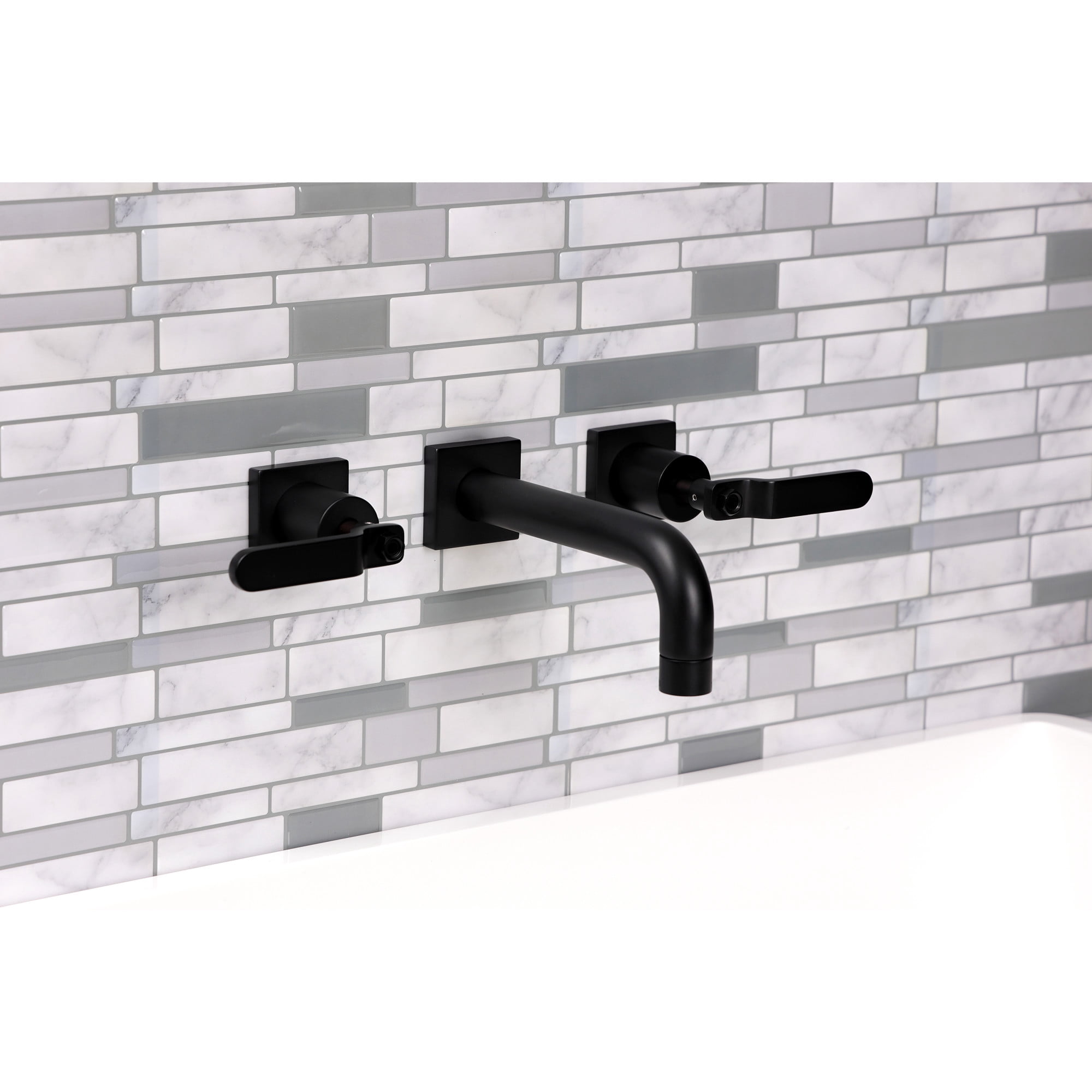 Kingston Brass KS6120KL Whitaker Double-Handle Wall Mount Bathroom Faucet, Matte Black