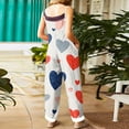 thumbnail image 4 of Valentine's Day Womens Overalls Pink Love Heart Printed Bagggy Straight Leg Rompers Valentine's Adjustable Straps Jumpsuits, 4 of 4
