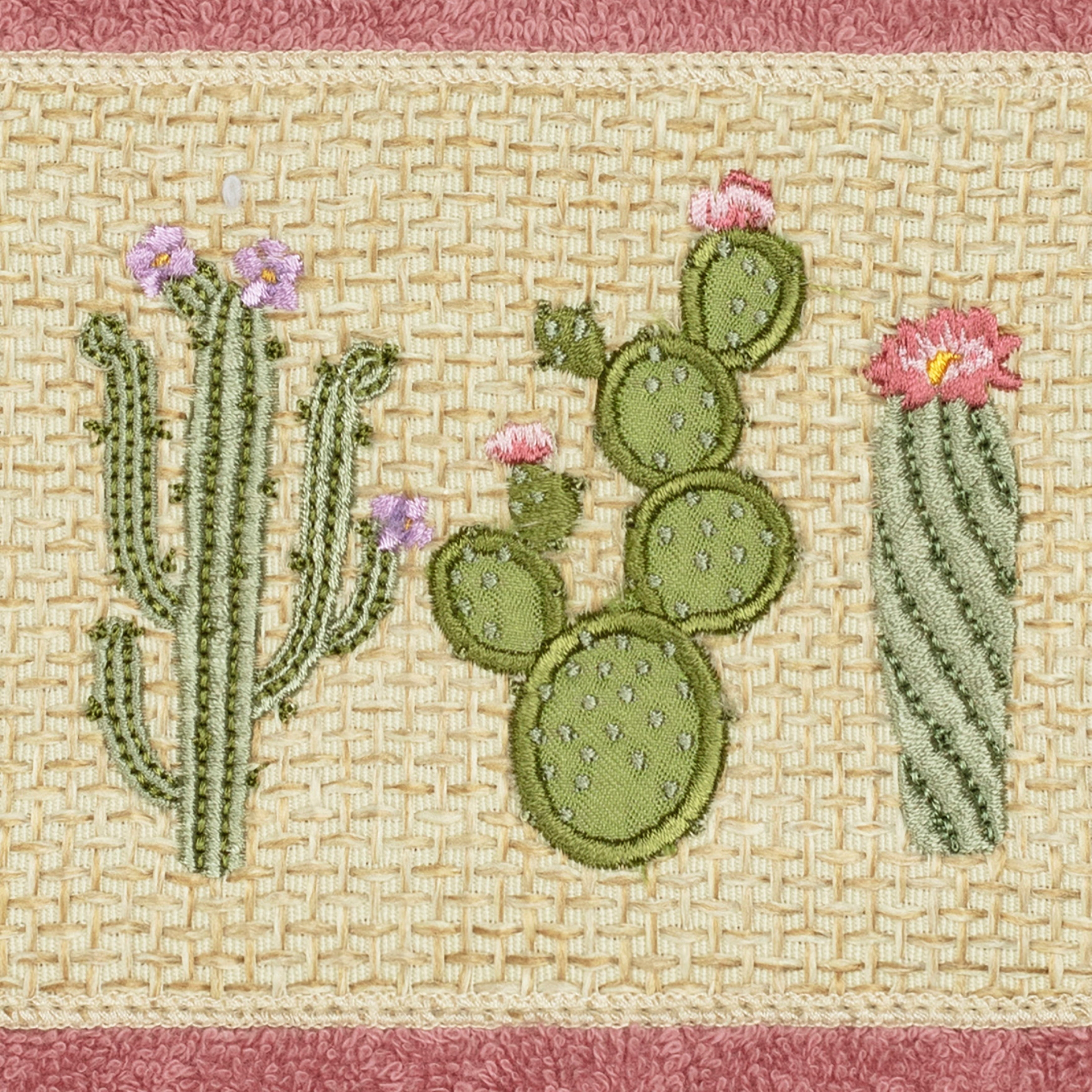 Authentic Hotel and Spa  Turkish Cotton Cactus Embroidered Tea Rose Hand Towel