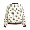thumbnail image 3 of Xijirk Women Polka Dot Bomber Jacket Zip Up Long Sleeve Ribbed Trim Coat for Spring Fall Daily Wear, 3 of 8
