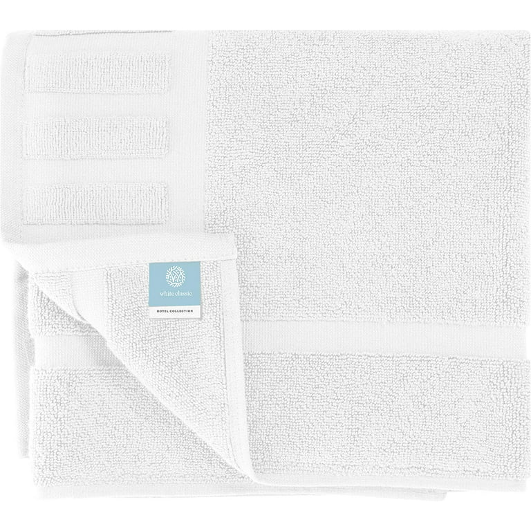 White Classic Luxury Bath Mat Towel Set, Absorbent Cotton Hotel Spa  Shower/Bathtub Mats [Not a Bathroom Rug] 22x34, White , 2 Pack