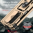 thumbnail image 6 of JTCASES for Samsung Galaxy Z Fold4 Case, Heavy Duty Protection Magnetic Car Mount Rotating Stand [Slide Camera Window] Rugged Shockproof Anti-fall Shell for Z Fold4, Gold, 6 of 9