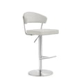 thumbnail image 1 of TOV Furniture The Cosmo Collection Modern Style Eco-Leather Upholstered Kitchen Dining Room Bar Area Steel Barstool with Back, Light Grey, 1 of 10