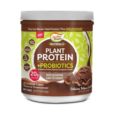 Healthy Delights Plant Protein + Probiotics Powder, Belgian Chocolate, 17.28