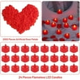 thumbnail image 3 of 2000 Pieces Artificial Rose Petals with 24 Pieces LED Tea Lights Candles, Romantic Decorations Special Night Set for Valentine's Day, Wedding Anniversary or Table Décor, 3 of 7