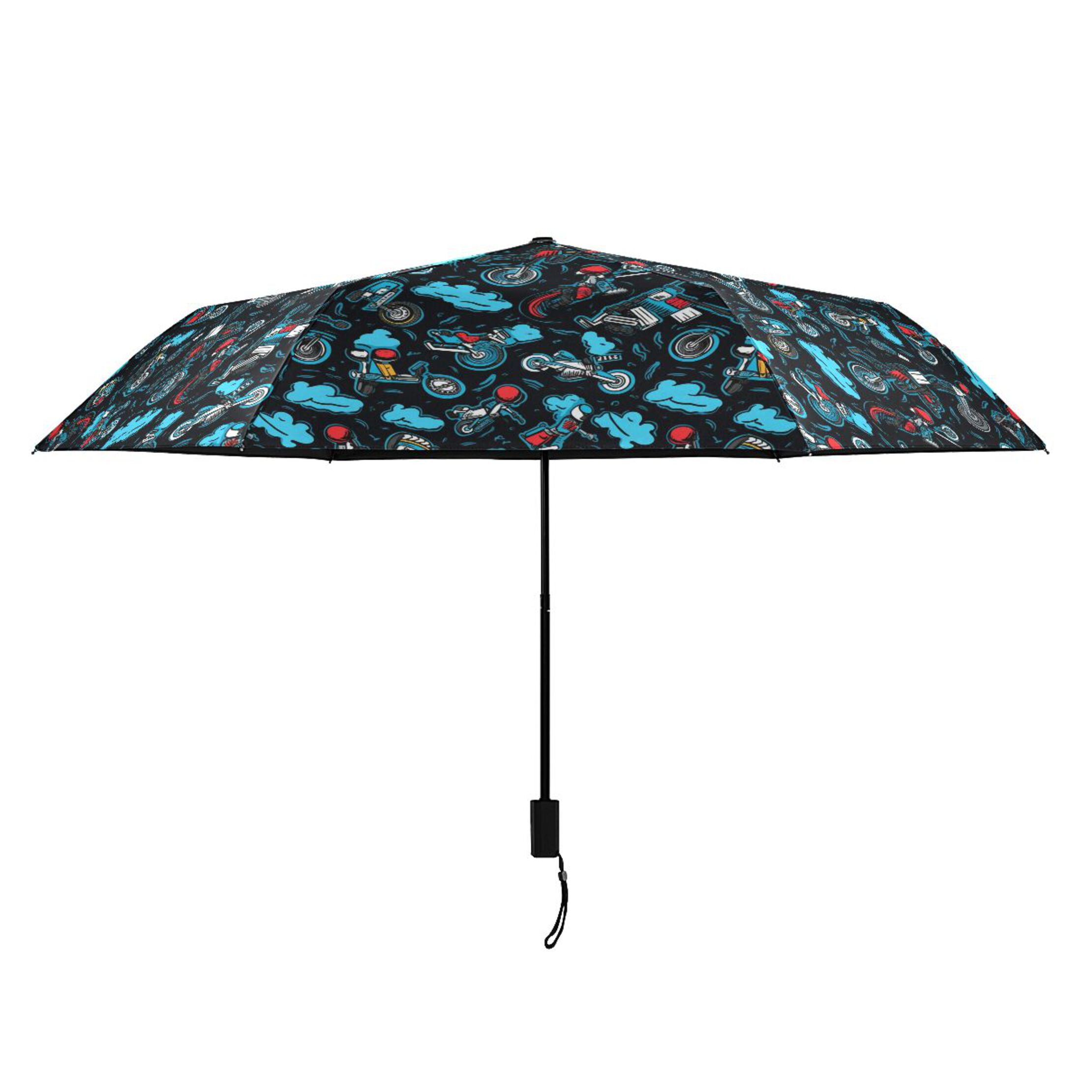 Motorbike and Biker Compact Sun Umbrella Windproof Travel Umbrellas for Rain Strong Portable UV Protection
