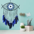 thumbnail image 3 of Atrapasueños para colgar en la pared, atrapasueños de plumas para coche, oficina, color azul Azul negro, 3 of 8