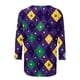 thumbnail image 2 of Camisetas Casuales de Manga 3/4 para Mujeres con Estampado de Carnaval, Cuello Redondo, 2 of 5