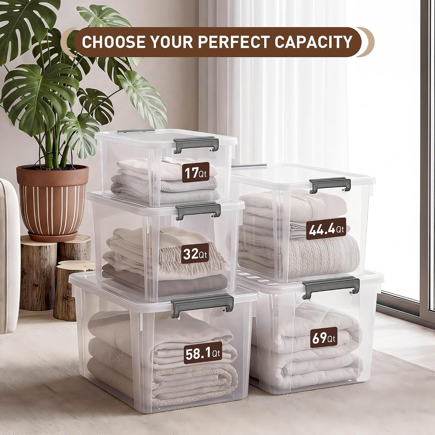 ANYWISH 17-Quart Clear Storage Bins with Lids, 6-Pack photo 4