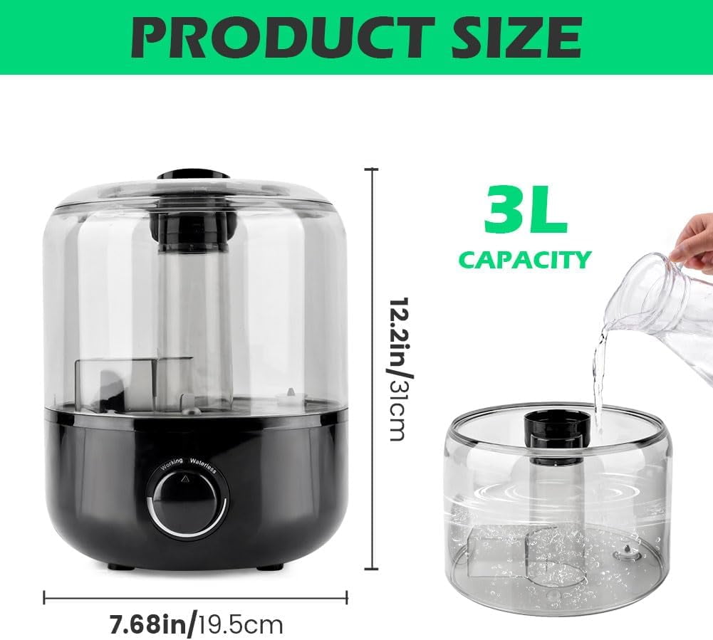 Reptile Humidifiers, 3L Diameter Double spray Reptile Fogger, Terrarium Humidifier, Plant humidifier, Terrariums Misting System for Paludarium, Vivarium, Reptiles, Amphibians