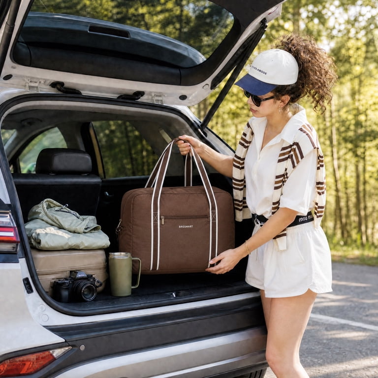 Bagsmart Foldable Travel Duffel Bag, Coffee Brown photo 3