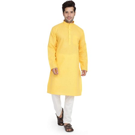 

Royal Kurta Mens Cotton Kurta Pyjama Set Yellow 44