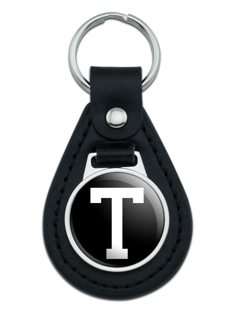 Leather Key Fob Letter T 