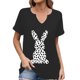 thumbnail image 1 of Corto para las Mujeres Casual Verano 2025 Pascua Impresión V-Cuello Camiseta, Ligero 95% Poliéster 5% Spandex Top para Toda la Temporada Hogar Y Diario, 1 of 7