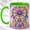 Green, variant on Rainbow Dream Catcher Coffee Mug, Boho Floral Mug, Ceramic 11 oz