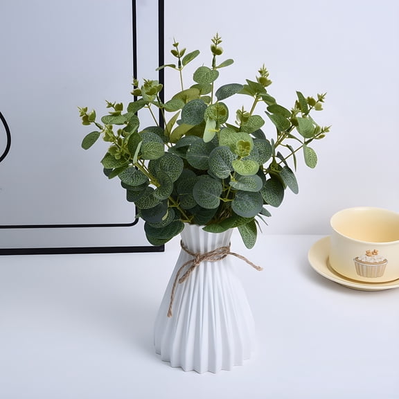 ZULAR 20Pcs Eucalyptus Stems Money Leaf Green Plant Bouquet Artificial Plants Decorations Lifelike Faux Greenery for Indoor Home Office Decor Floral Arrangement Greenery Stems