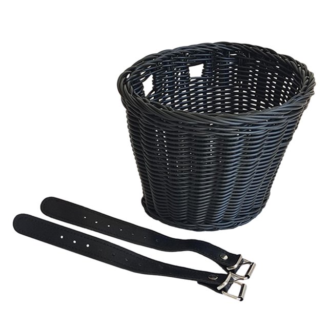 Cesta de bicicleta para niños, decoración frontal, cesta de bicicleta con correas, parte frontal extraíble Negro