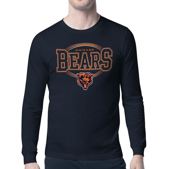 Men's Starter Navy Chicago Bears Team Track Graphic Long Sleeve T-Shirt