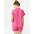 thumbnail image 4 of Joyspun Women's Ruffled Pajama Top and Shorts Set, 2-Piece, Sizes S to 3X, 4 of 5