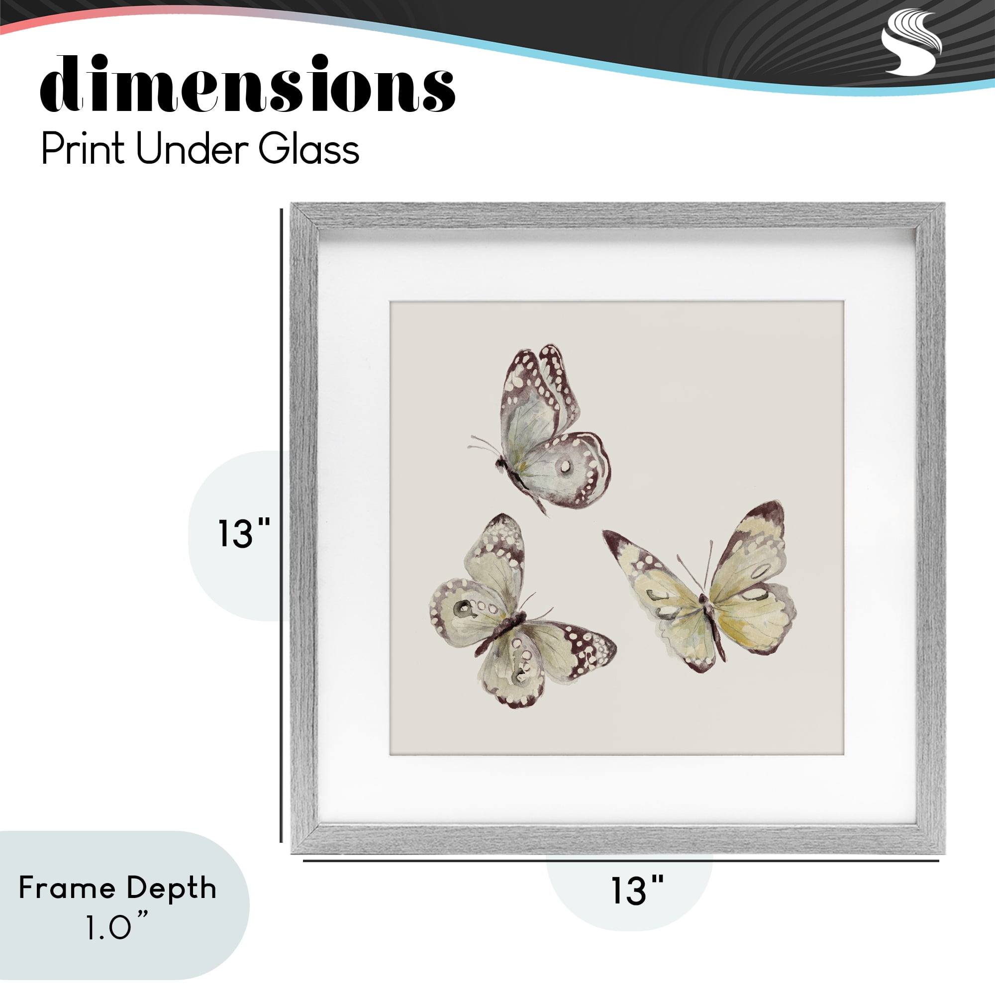 Stupell Industries Isolated Butterflies on Beige Gray Framed Print Under Glass, design by Patricia Pinto
