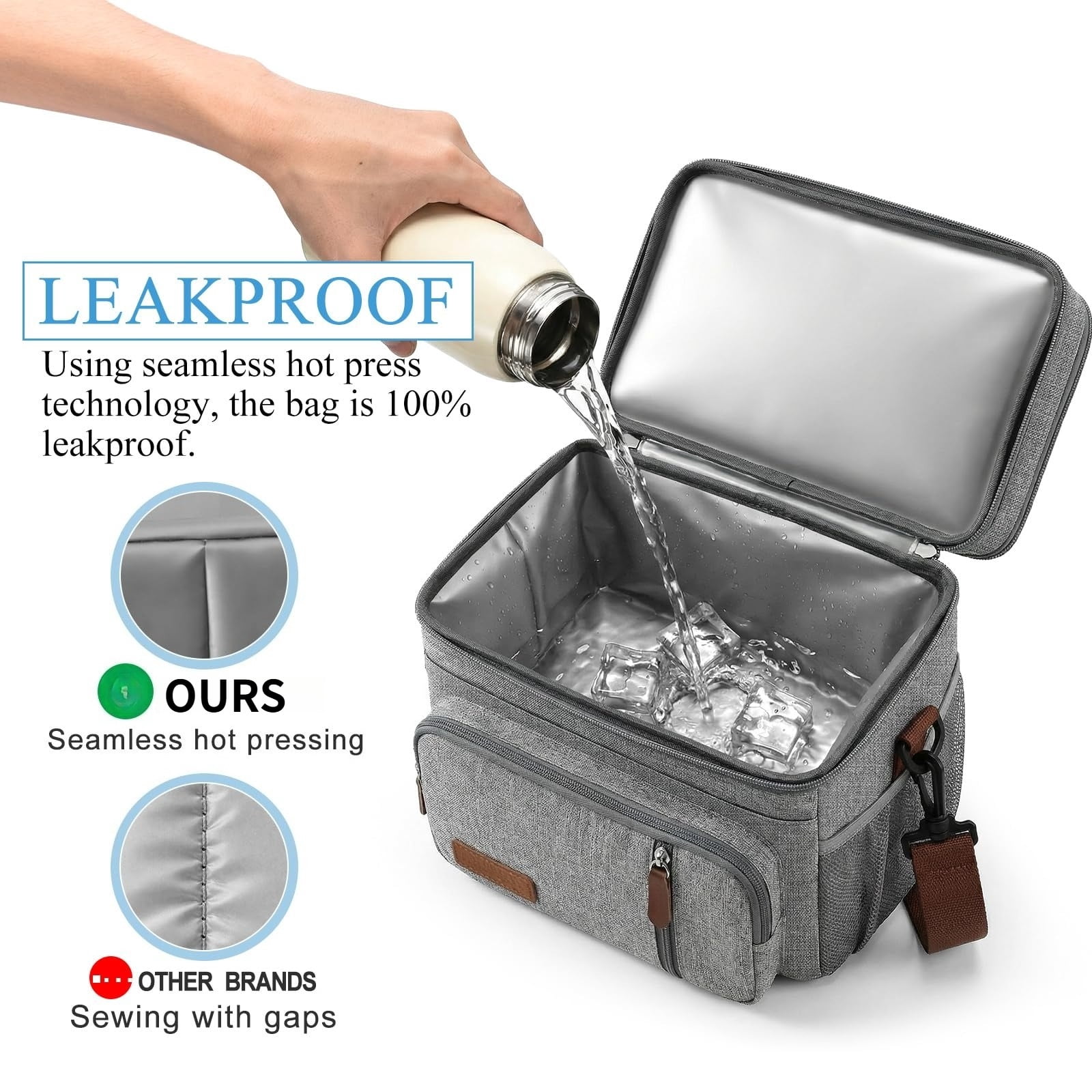 Lunch Bag & Lunch Box for Men Women, Double Deck Leakproof Insulated Soft Large Adult Camping Cooler bag for Work Beach Picnic Travel